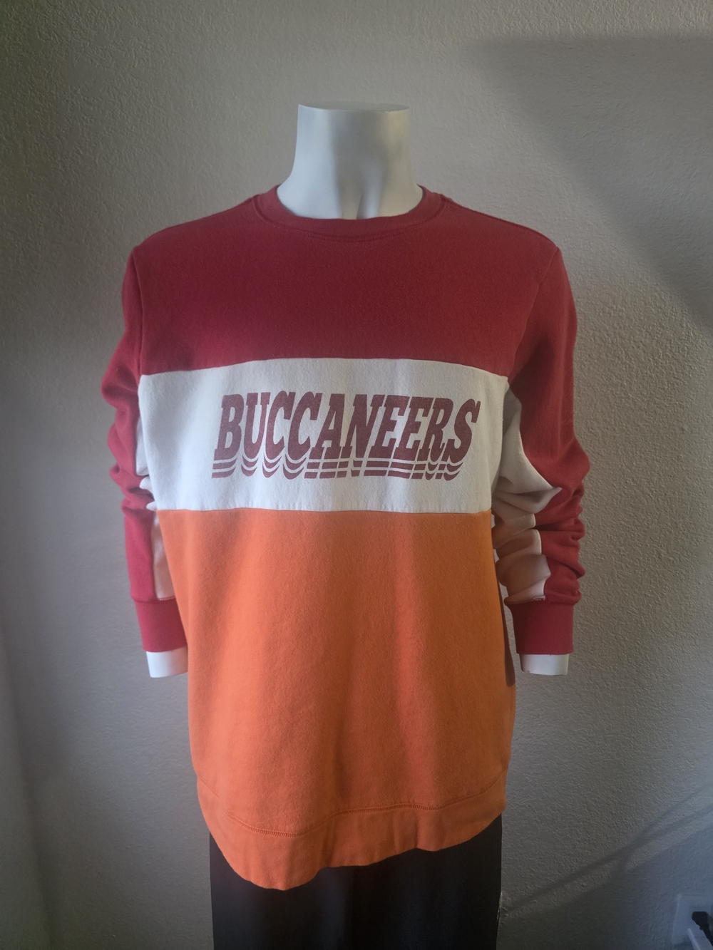 Junk Food Clothing Buccaneers Crewneck Sweater - Red, White & Orange